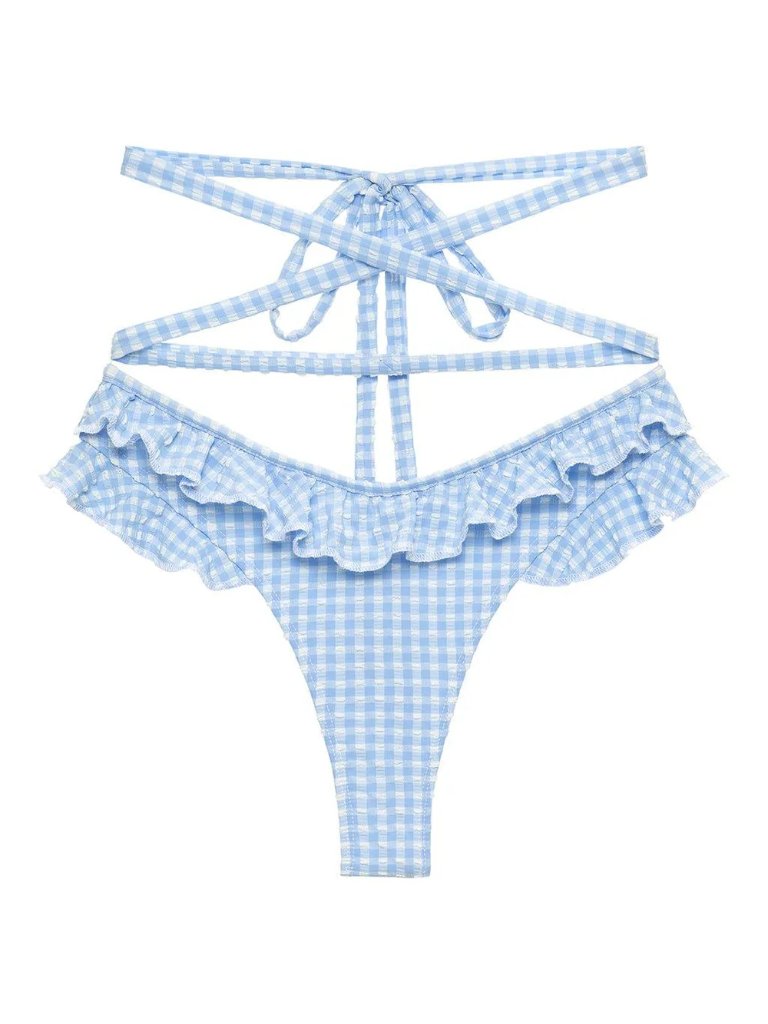 Montce - Ballet Lulu Bikini Bottom - Peri Micro Gingham - Blue - Size Xl